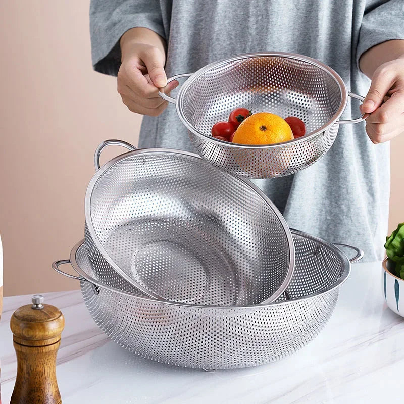 Stainless Steel Drain Basket – Perforated Strainer for Fruit and Vegetable