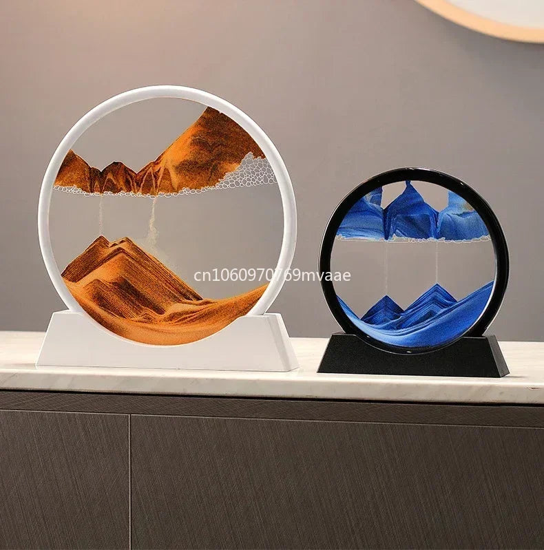 3D Moving Sand Art Frame – Dynamic Liquid Hourglass for Office Home Decor