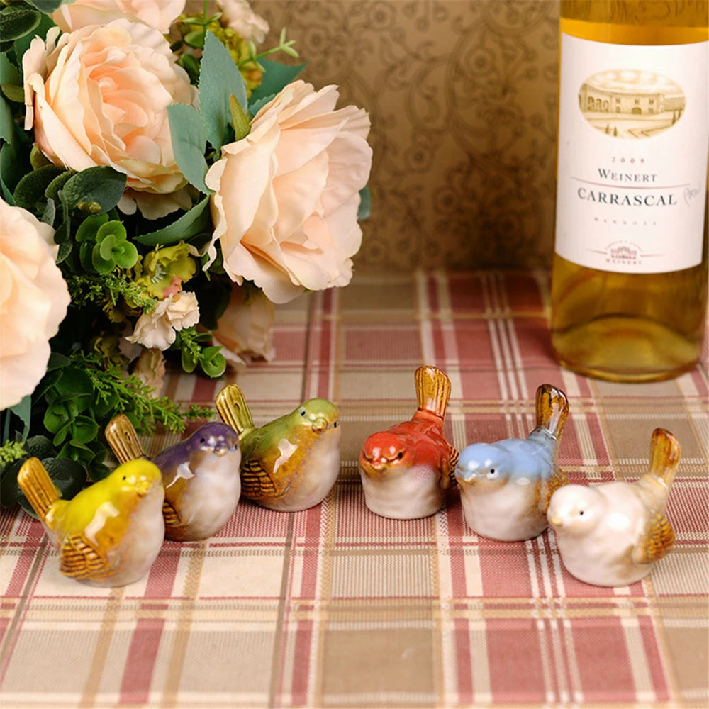 Ceramic Bird Figurines – Porcelain Magpie Sparrow Set for Home Decor