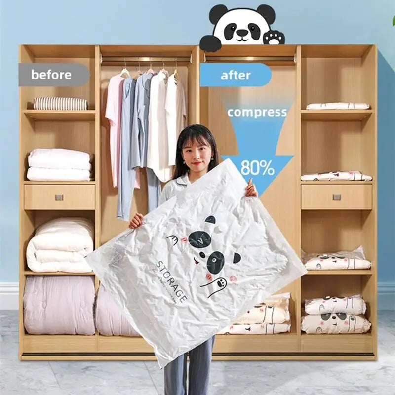 Vacuum Compression Storage Bags – Reusable Plastic Sealers for Travel Clothes