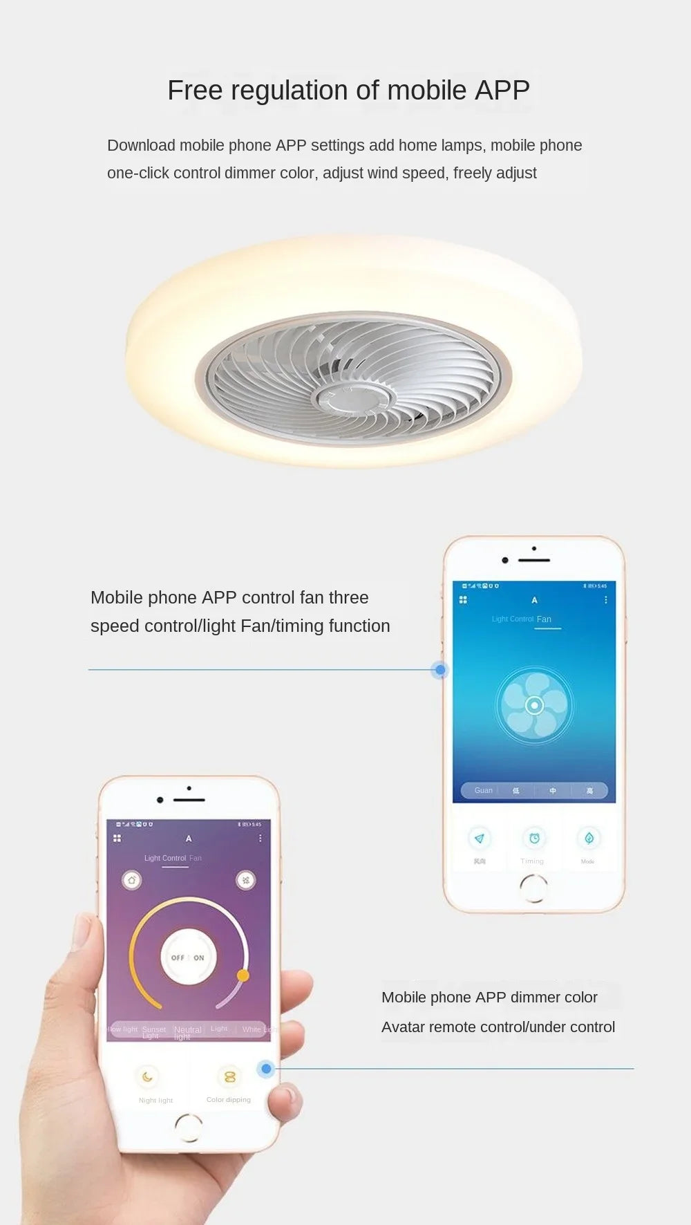 Retractable Smart Ceiling Fan – Silent Remote Control for Bedroom Decor