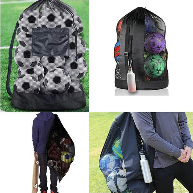 Extra Large Mesh Sports Ball Bag – Zipper Pocket Carrier for Gym and Training