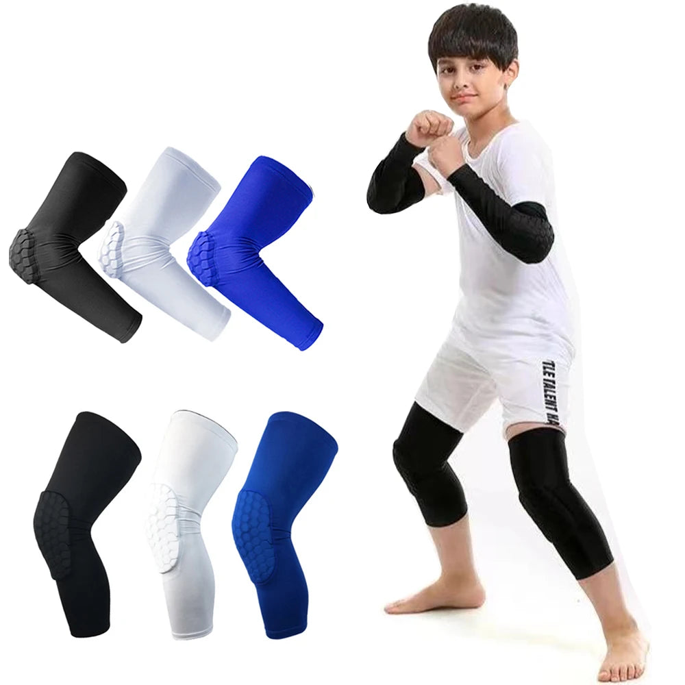 Honeycomb Knee and Elbow Pads – Protective Compression Gear for Youth Sports