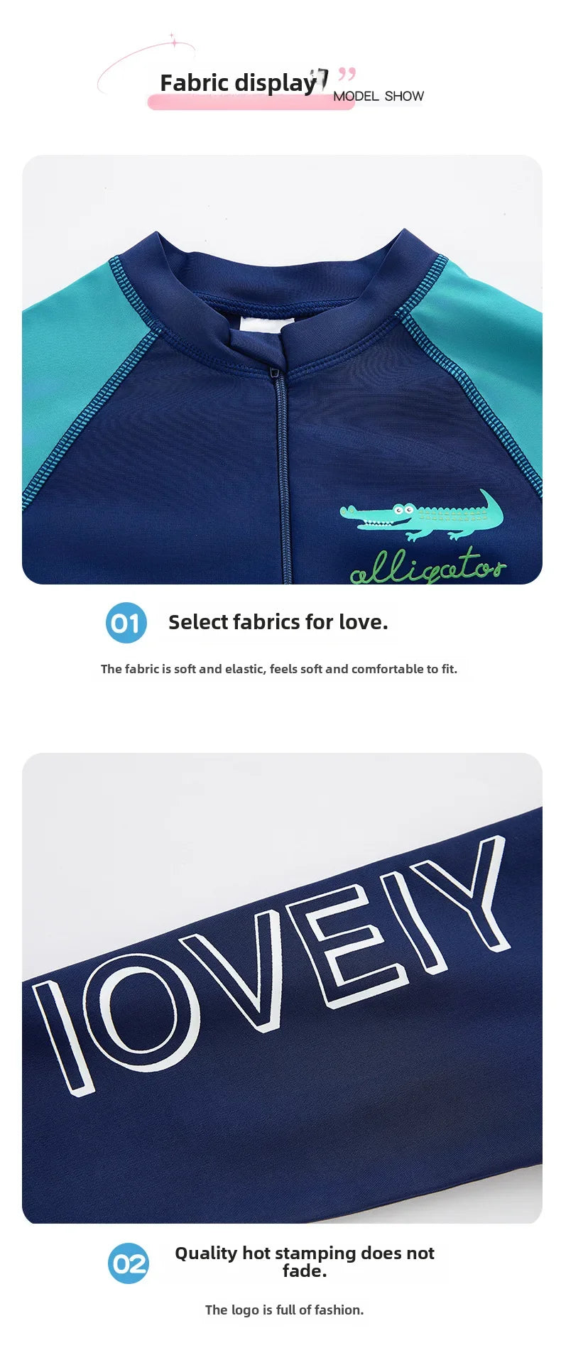 Boys Long Sleeve Swimsuit – UV Protection One-Piece for Summer Swimming