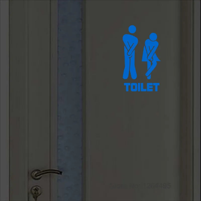 Luminous Toilet Wall Sticker – Glow in the Dark Cartoon Sign for Bathroom Decor