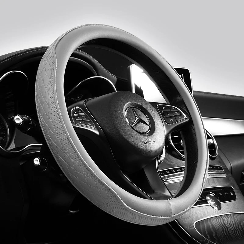 Napa Leather Steering Wheel Cover – Perforated 15 Inch Grip for Car Interior