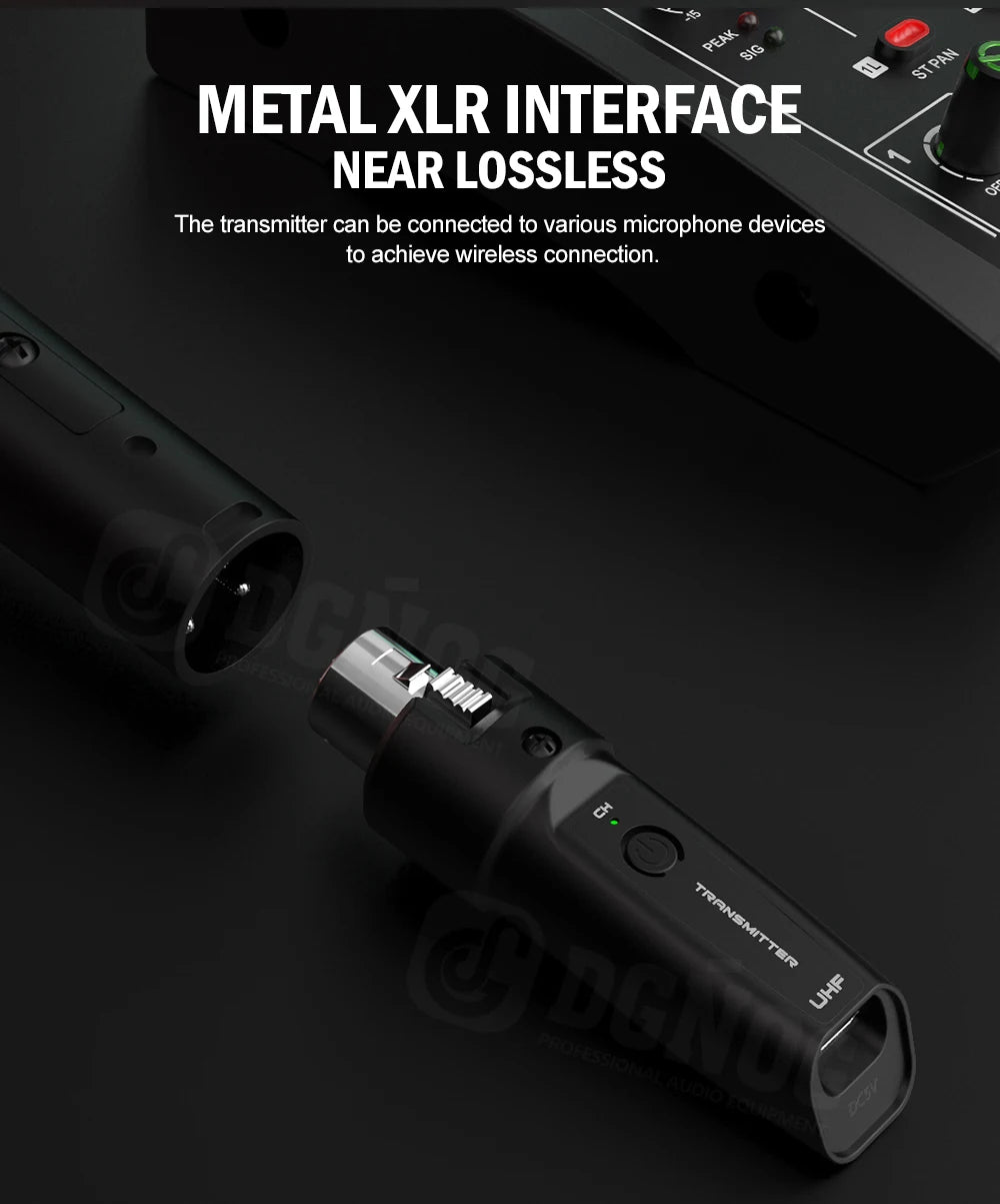 Wireless XLR Microphone System – Rechargeable Transmitter for PA Audio Mixer