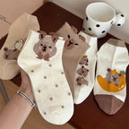 Capybara Knit Knee-High Socks – Cute Cartoon Women's Casual Hosiery