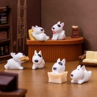 Mini Bull Terrier Dog Figurine – Micro Landscape for Home Desktop Decor