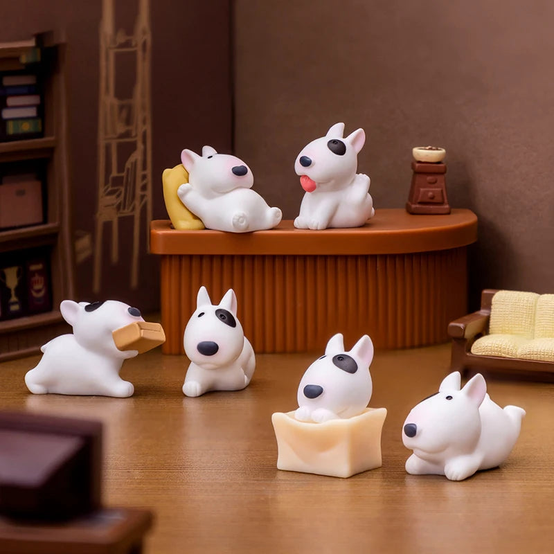 Mini Bull Terrier Dog Figurine – Micro Landscape for Home Desktop Decor