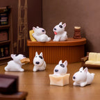 Mini Bull Terrier Dog Figurine – Micro Landscape for Home Desktop Decor