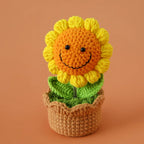 Handwoven Crochet Sunflower Potted Plant – Decorative Gift for Home Decor