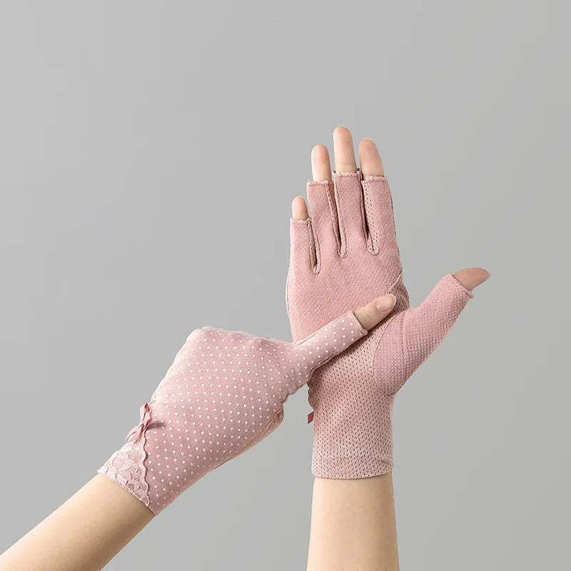 Cotton Fingerless Sunscreen Gloves – UV Protection for Driving and Outdoor