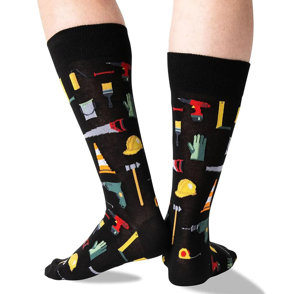Combed Cotton Crew Socks – Novelty Patterned Casual Apparel for Men and Women