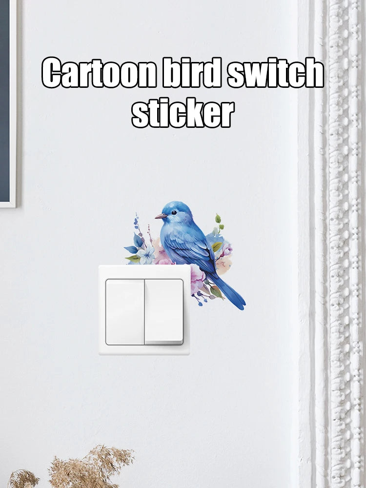 Cartoon Bird Plant Wall Decals – Decorative Vinyl Stickers for Home Decor