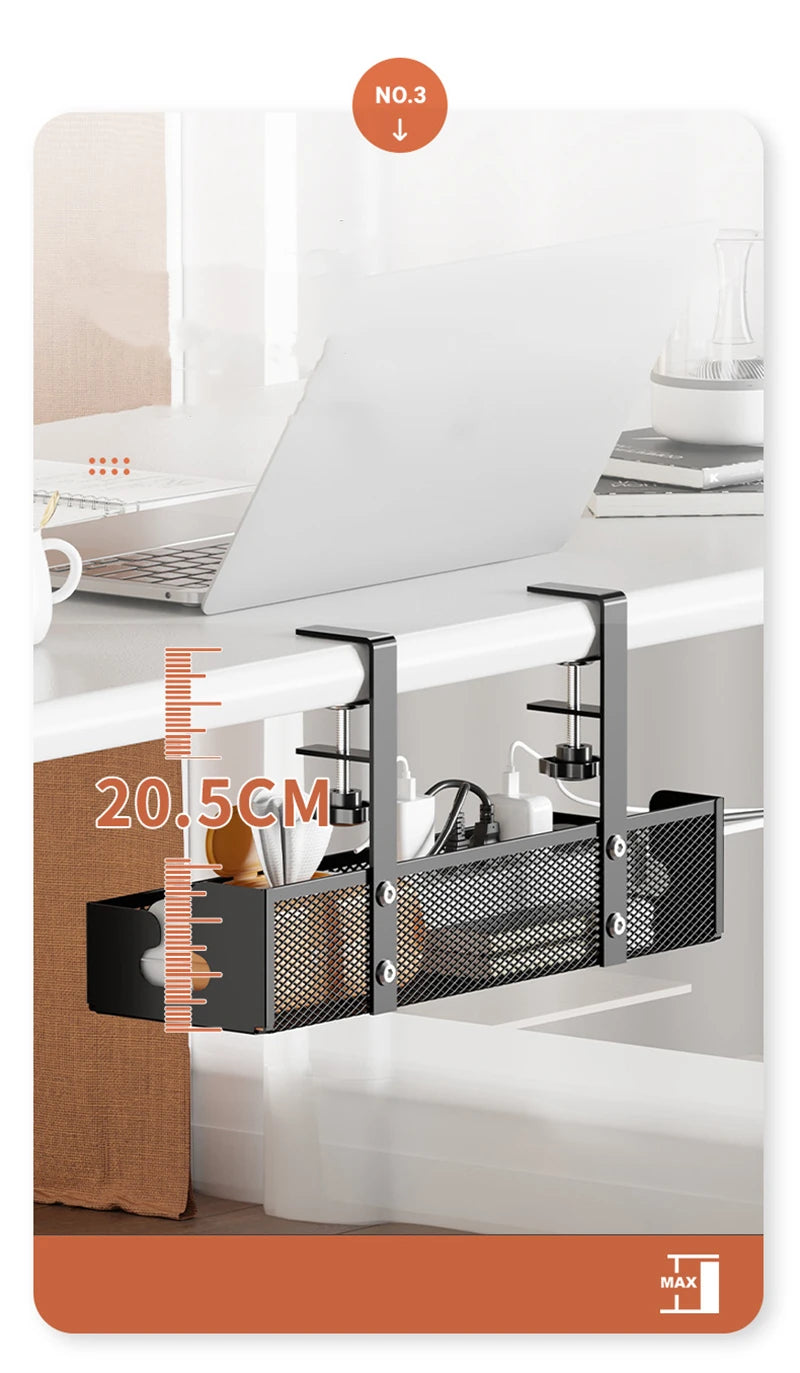 Extendable Metal Cable Tray – Clamp-On Cord Organizer for Office Desk