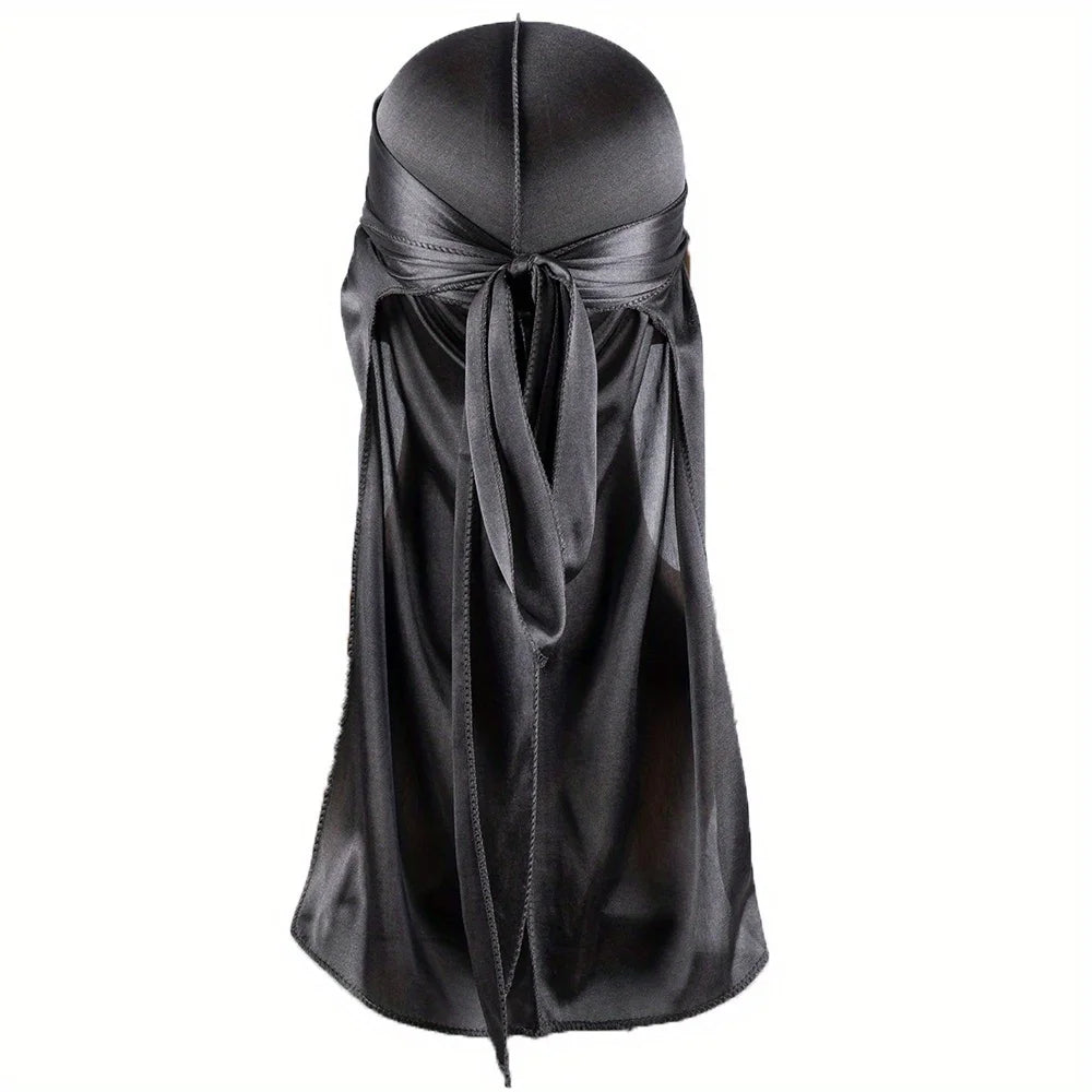 Silky Durag Headwrap – Long Tail Wave Cap for Men Hair Maintenance