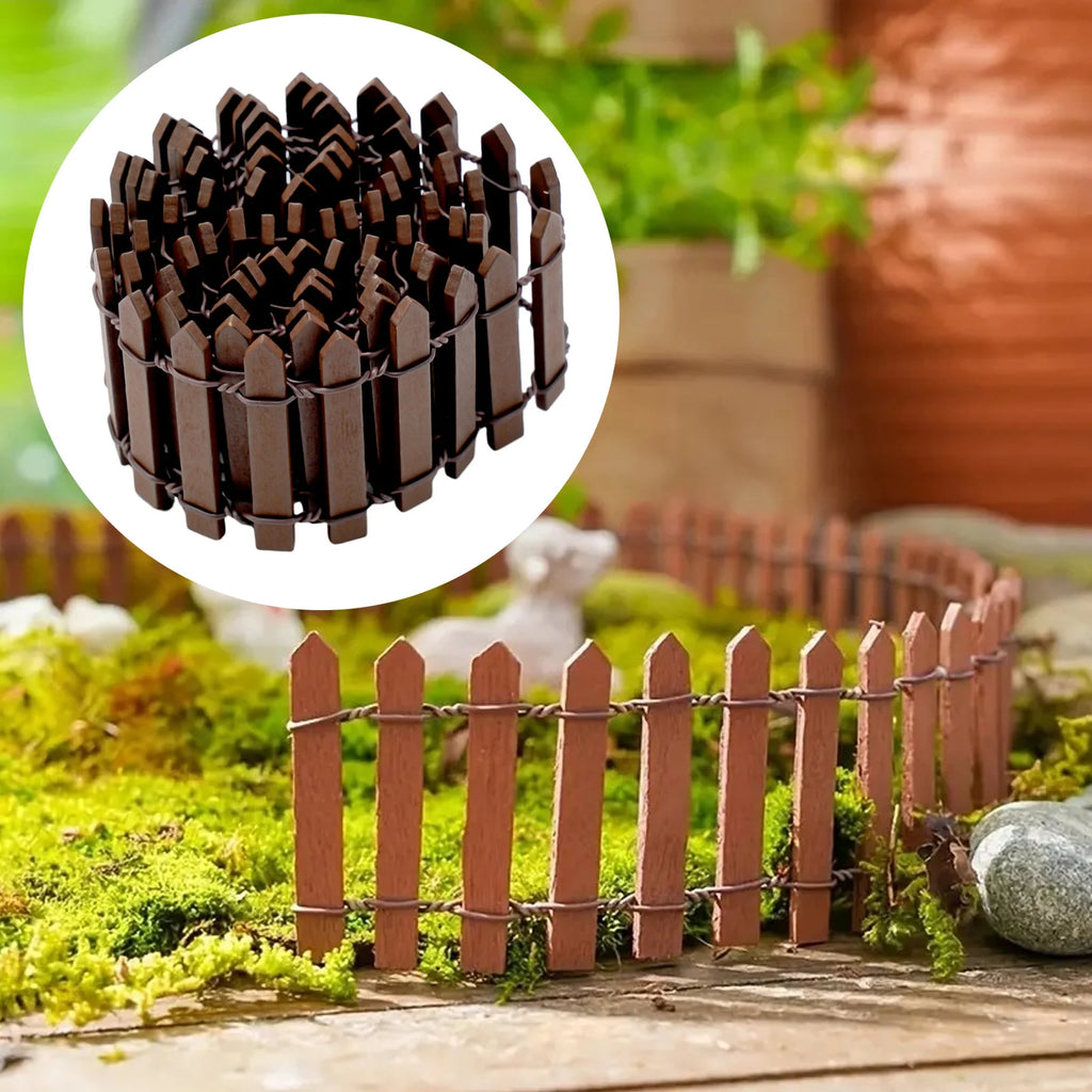 Mini Wooden Picket Fence – 100cm Garden Edging for Fairy Landscapes and Crafts