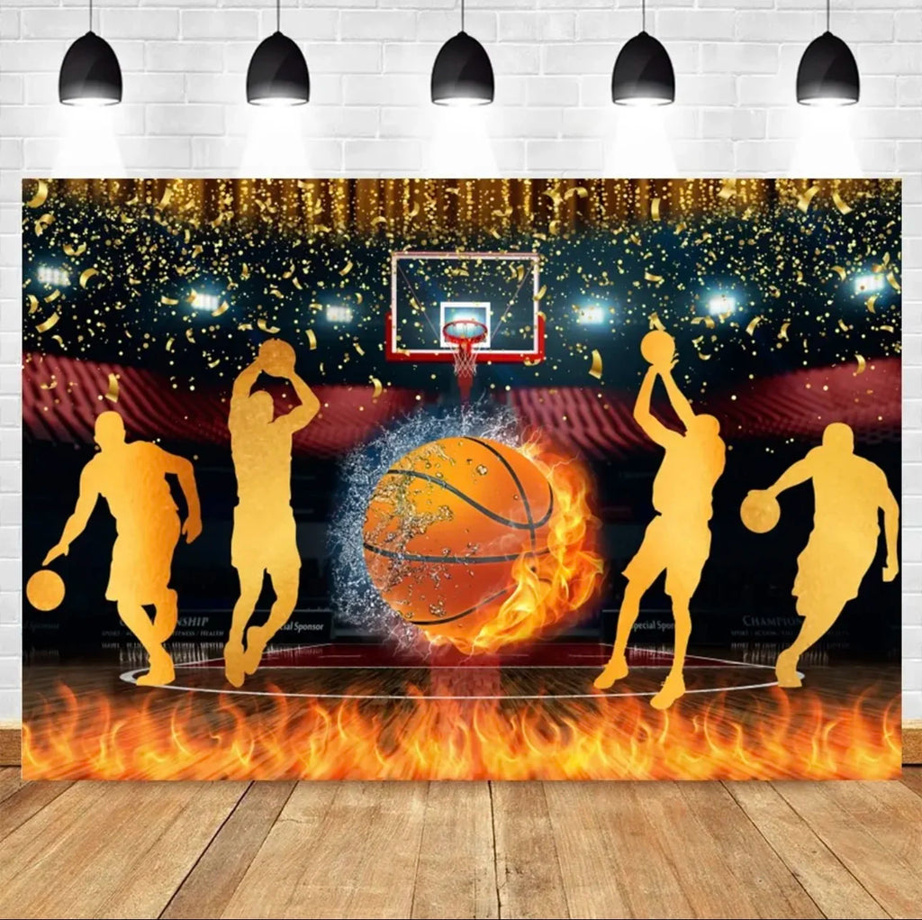 Basketball Stadium Photography Backdrop – Sport Theme for Kids Birthday Party