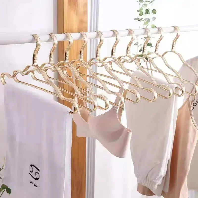 Golden Aluminum Alloy Coat Hangers – Durable Wardrobe Storage Organizer