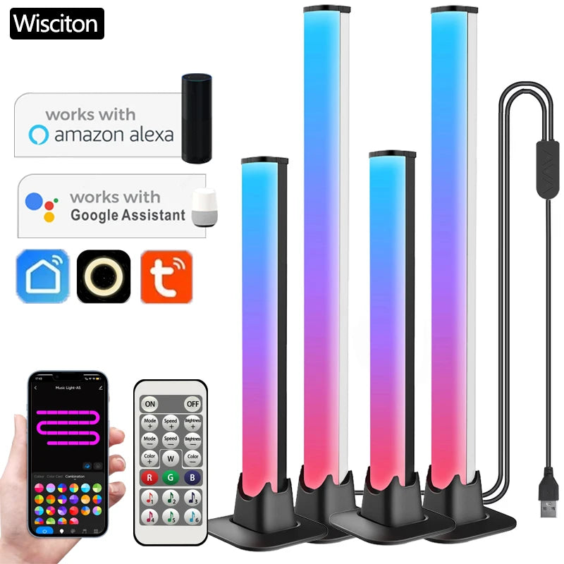 RGB LED Light Bar – Music Rhythm Sensing Desktop Lamp for Gaming Decor