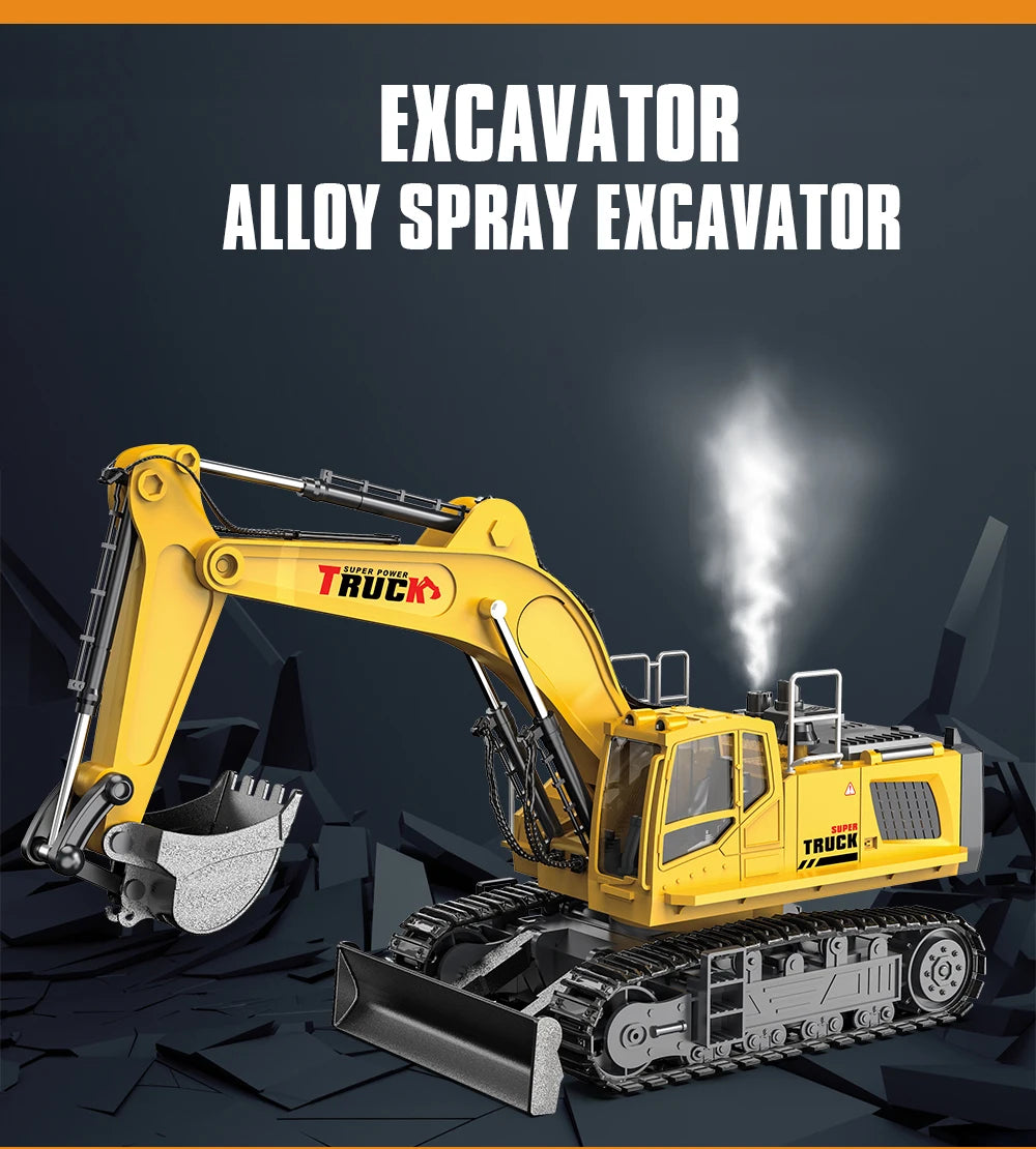Alloy RC Excavator Toy – 2.4G Remote Control Engineering Truck for Kids