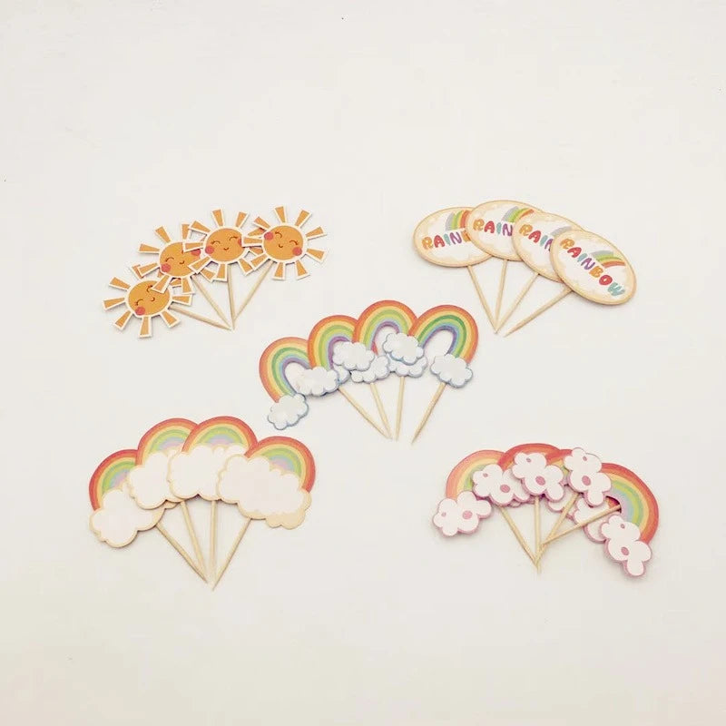 Rainbow Cake Topper Set – Decorative Party Supplies for Kids Birthdays