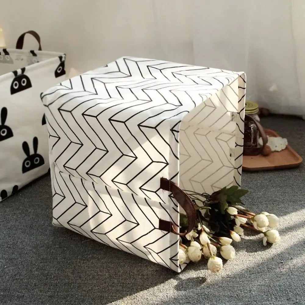 Foldable Cotton Linen Laundry Basket – Large Storage Bin for Home Organization