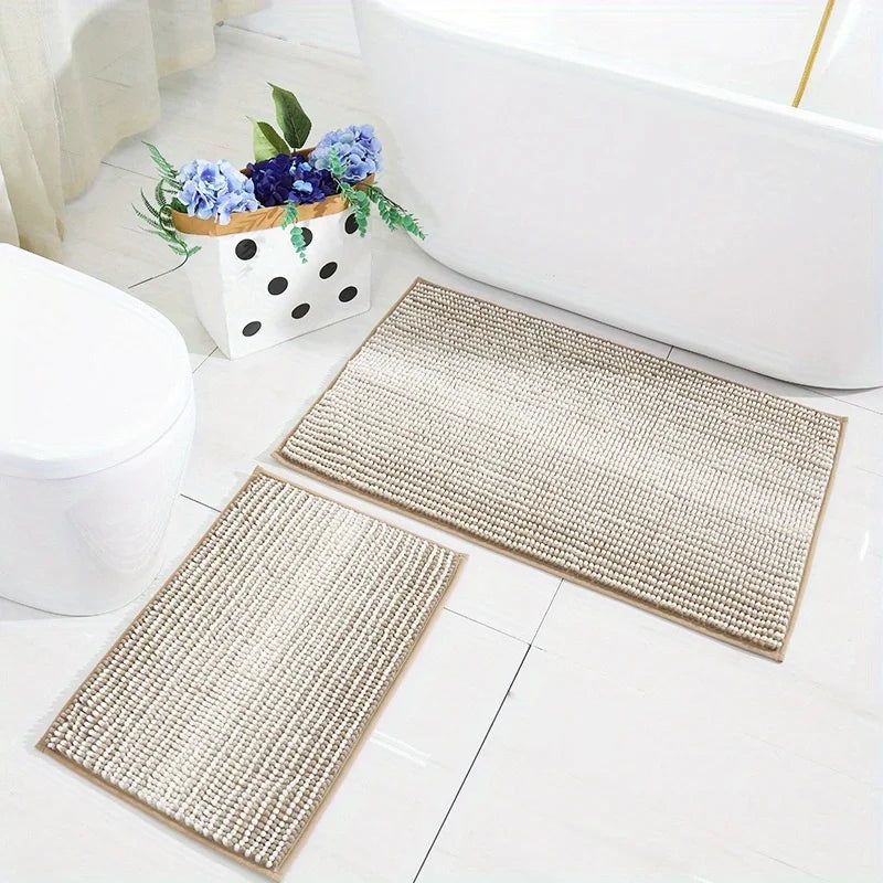 Absorbent Bathroom Rug Set – Non-Slip Fluffy Mats for Home Bath Decor