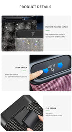 Bling Car Trash Bin – Crystal Seat Back Garbage Storage for Women Interior