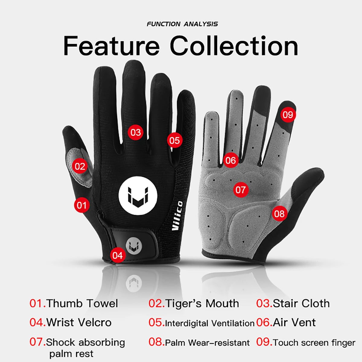 Anti-Slip Full Finger Cycling Gloves – Breathable MTB Gear for Men and Women