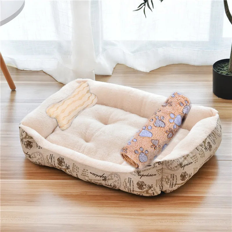 Large Square Dog Bed – Warm Soft Nest for Small Medium and Large Pets