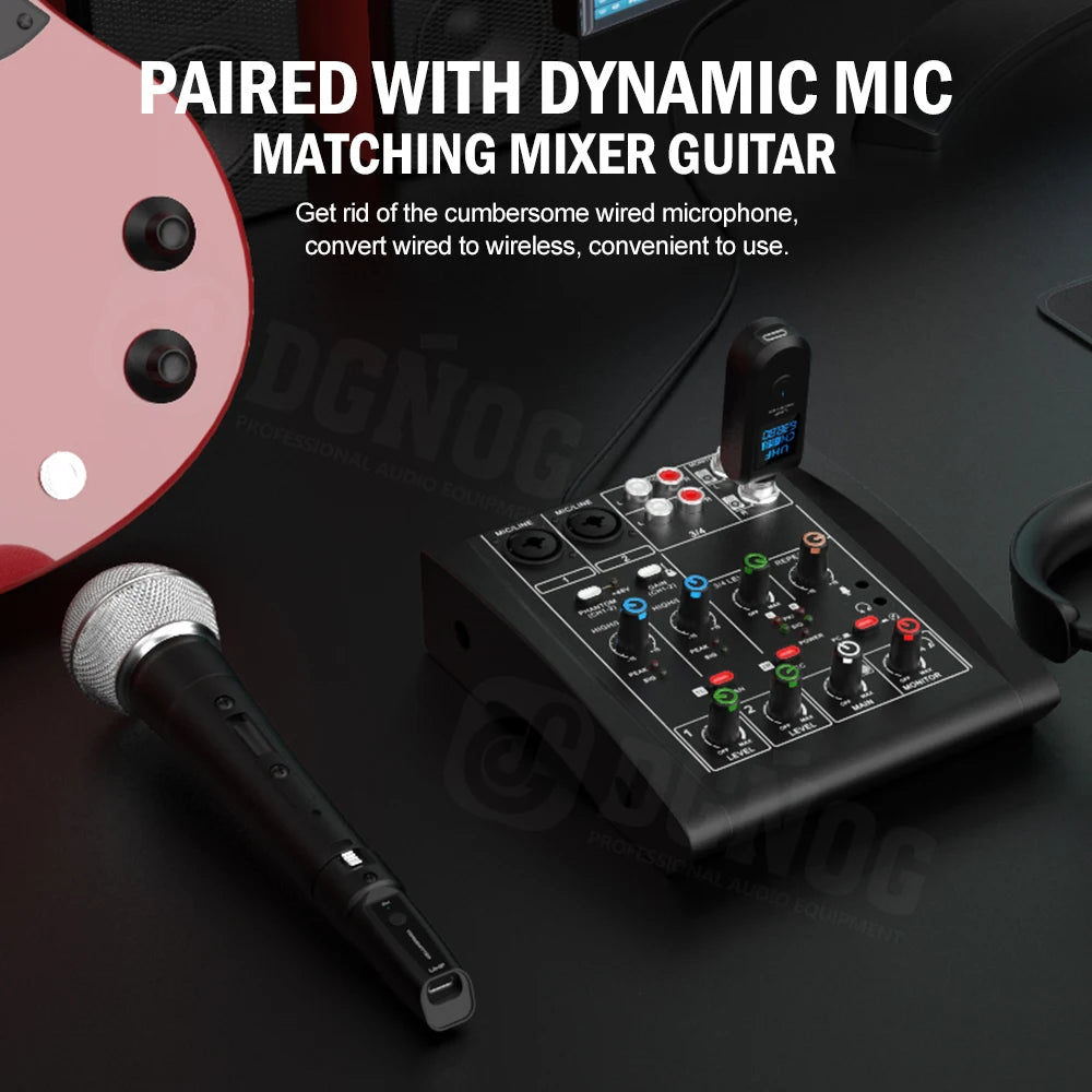Wireless XLR Microphone System – Rechargeable Transmitter for PA Audio Mixer