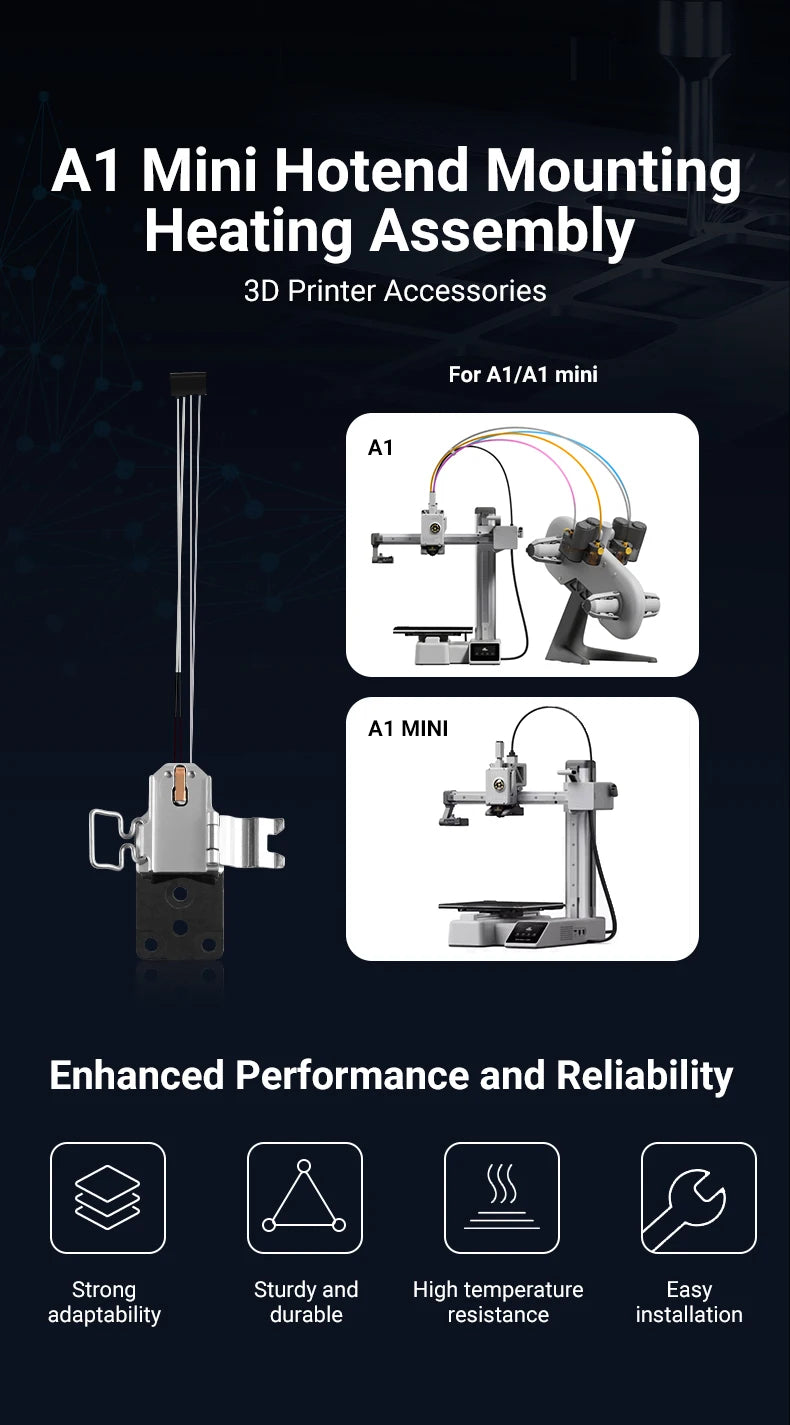 Hotend Heating Assembly Kit for Bambu Lab A1 and A1 Mini 3D Printer Repair