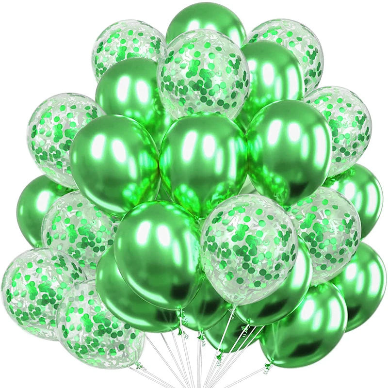 12-Inch Round Metallic Confetti Balloons – Latex Party Decor for Anniversaries