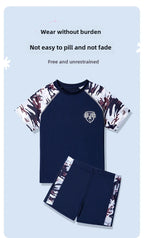 Boys Camouflage Swimsuit – Two-Piece Thermal Set for Swimming Training