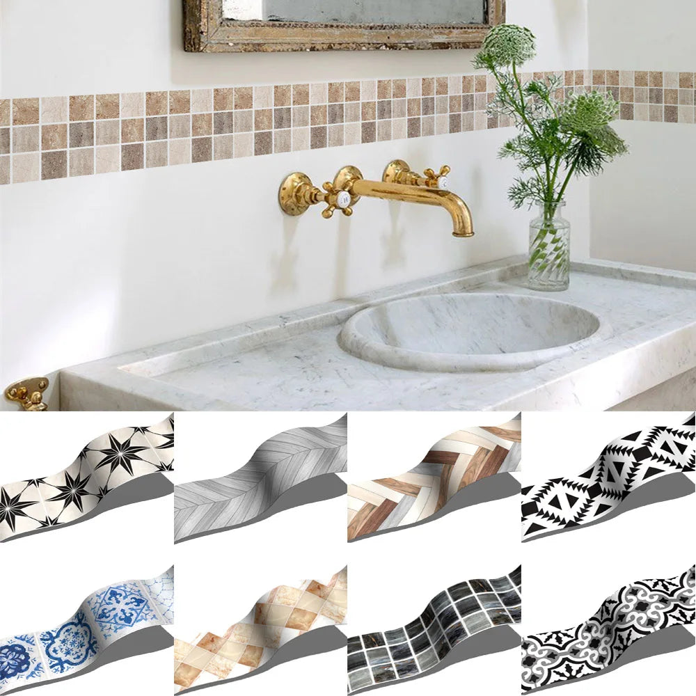 Self-Adhesive Waist Line Stickers – Waterproof Border Mural for Kitchen Decor