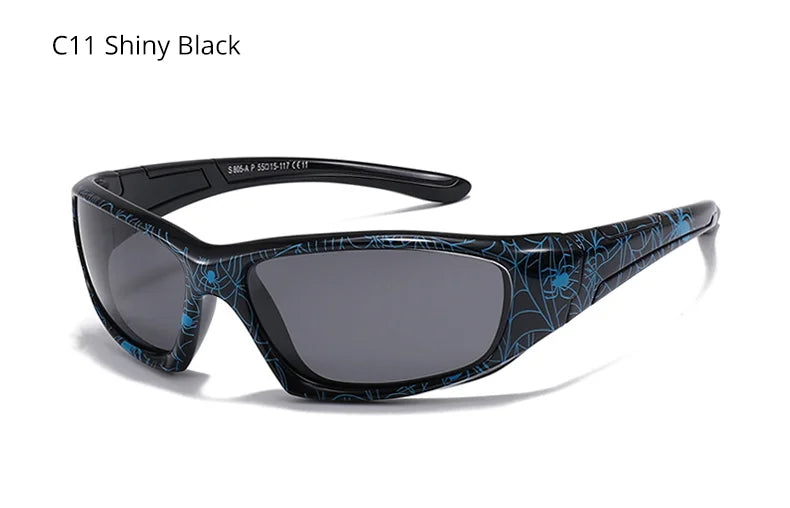 Polarized Spider Web Kids Sunglasses – UV400 Outdoor Sport Shades for 3-9y