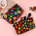 Floral Zipper Makeup Bag – Portable Travel Cosmetic Organizer for Women