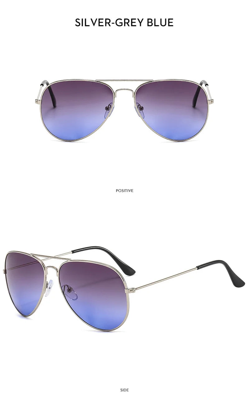 Double Bridge Aviator Sunglasses – Alloy Frame Gradient Lenses for Unisex Fashion