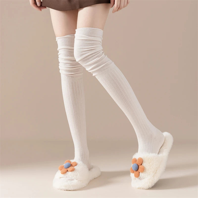 Thigh High Socks – Solid Color Japanese Style for Casual Women Fashion