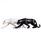 Large Geometric Panther Statue – Abstract Resin Leopard for Home Office Decor