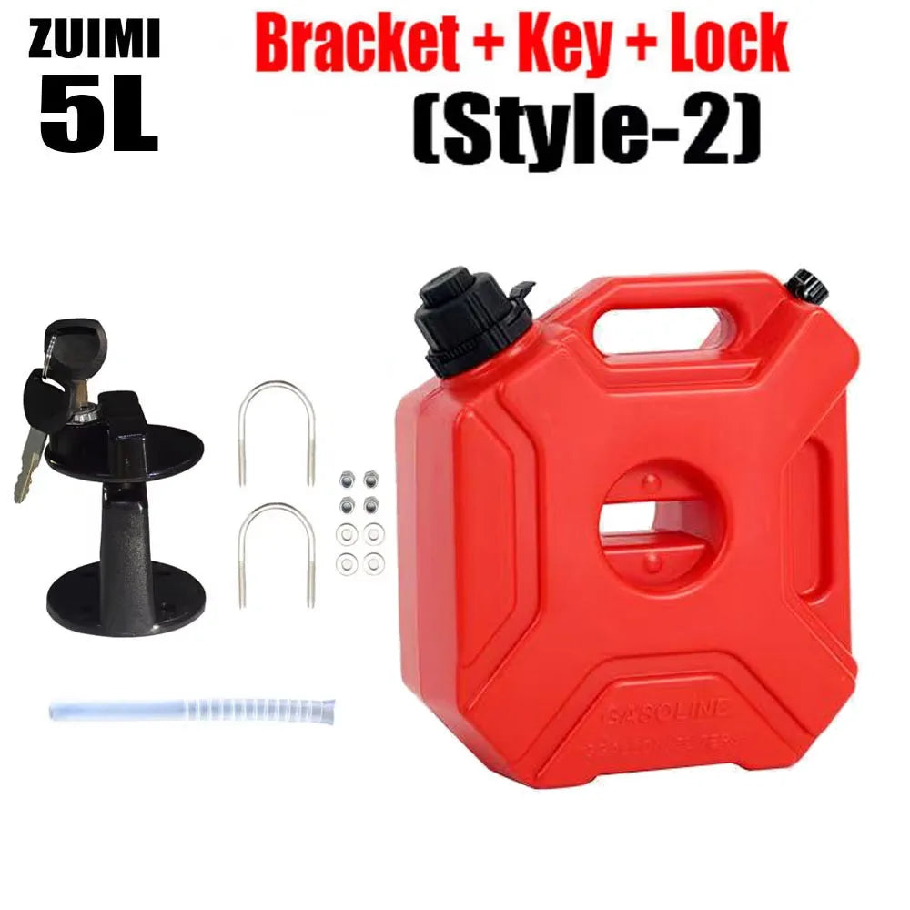 5L Plastic Fuel Canister – Lockable Backup Tank for Motorcycle SUV Storage