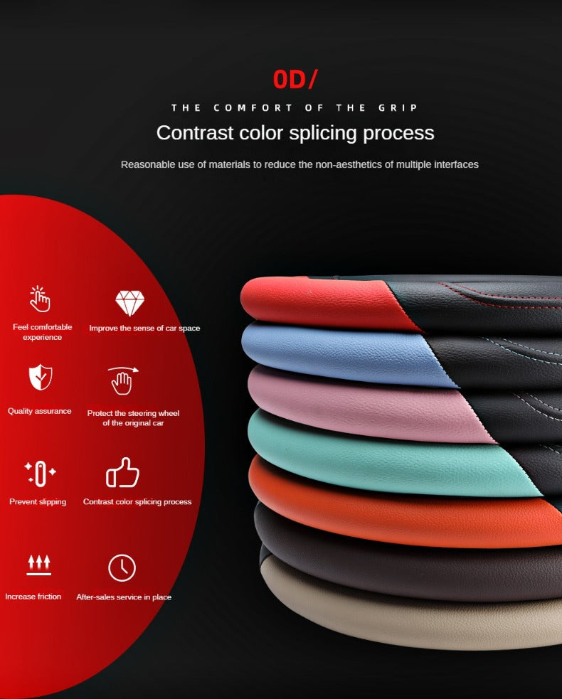PU Leather Steering Wheel Cover – Non-Slip Grip for Universal Car Interior