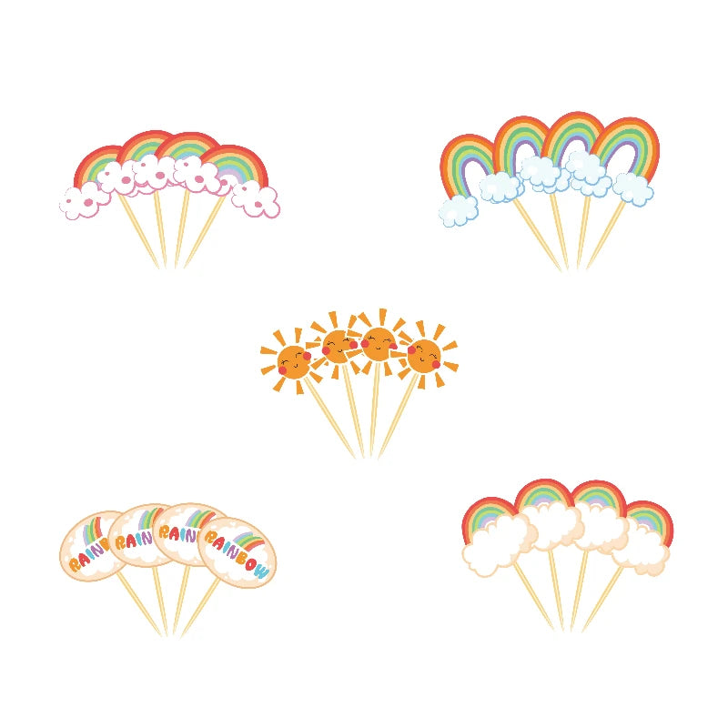 Rainbow Cake Topper Set – Decorative Party Supplies for Kids Birthdays
