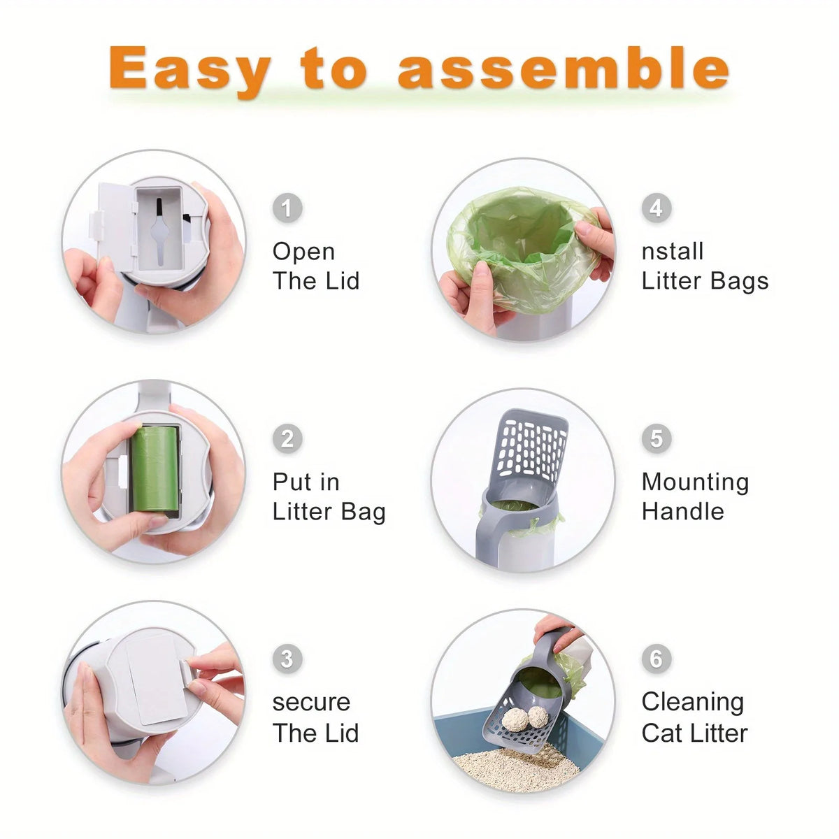 Cat Litter Scoop with Waste Bin – Portable Plastic Shovel for Easy Cleaning