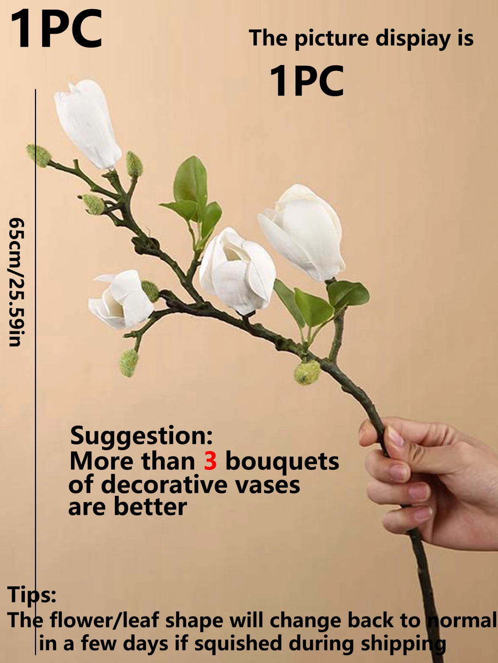 Silk Magnolia Flower Bouquet – Decorative Floral Arrangement for Wedding Decor