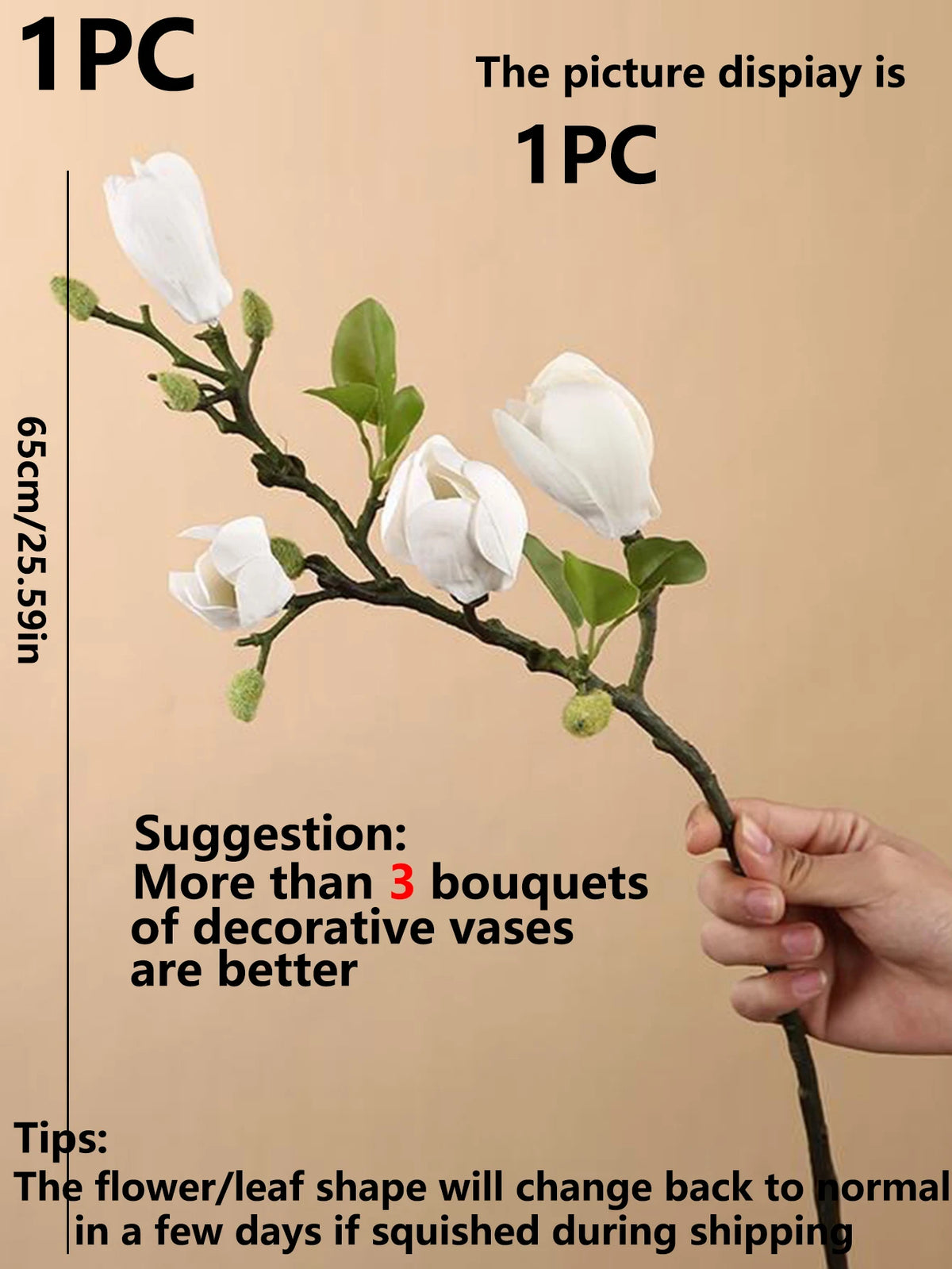 Silk Magnolia Flower Bouquet – Decorative Floral Arrangement for Wedding Decor