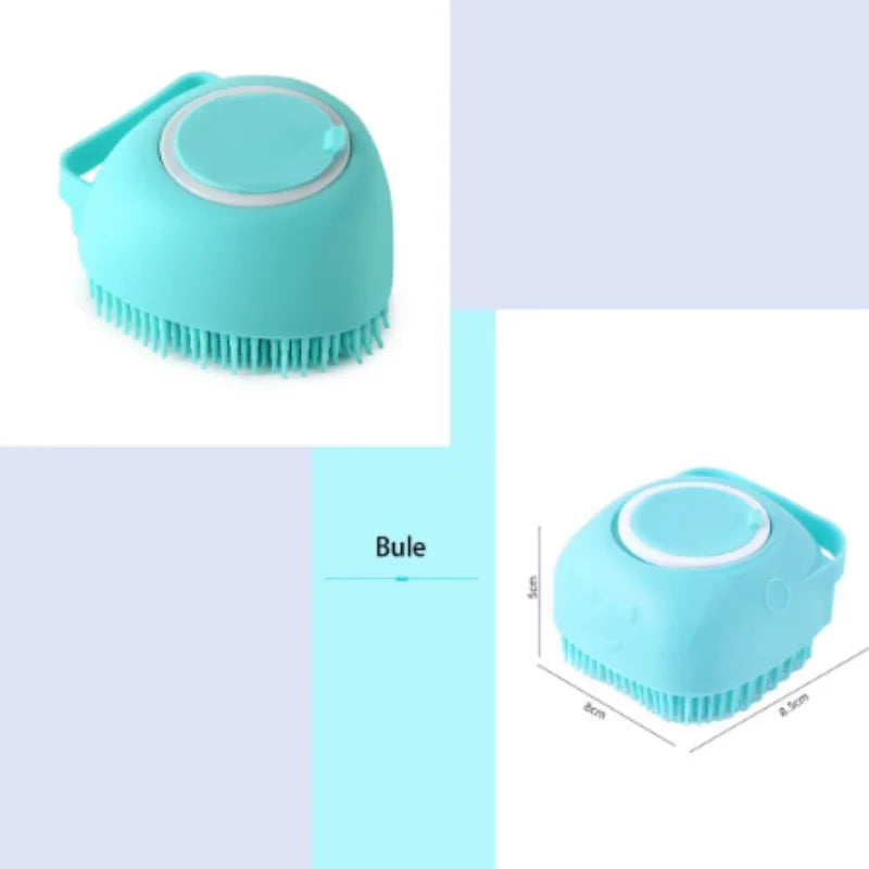 Silicone Pet Grooming Gloves – Shampoo Dispensing Brush for Dog Bathing