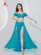 Belly Dance Professional Suit – Mesh Split Skirt Set for Oriental Performance